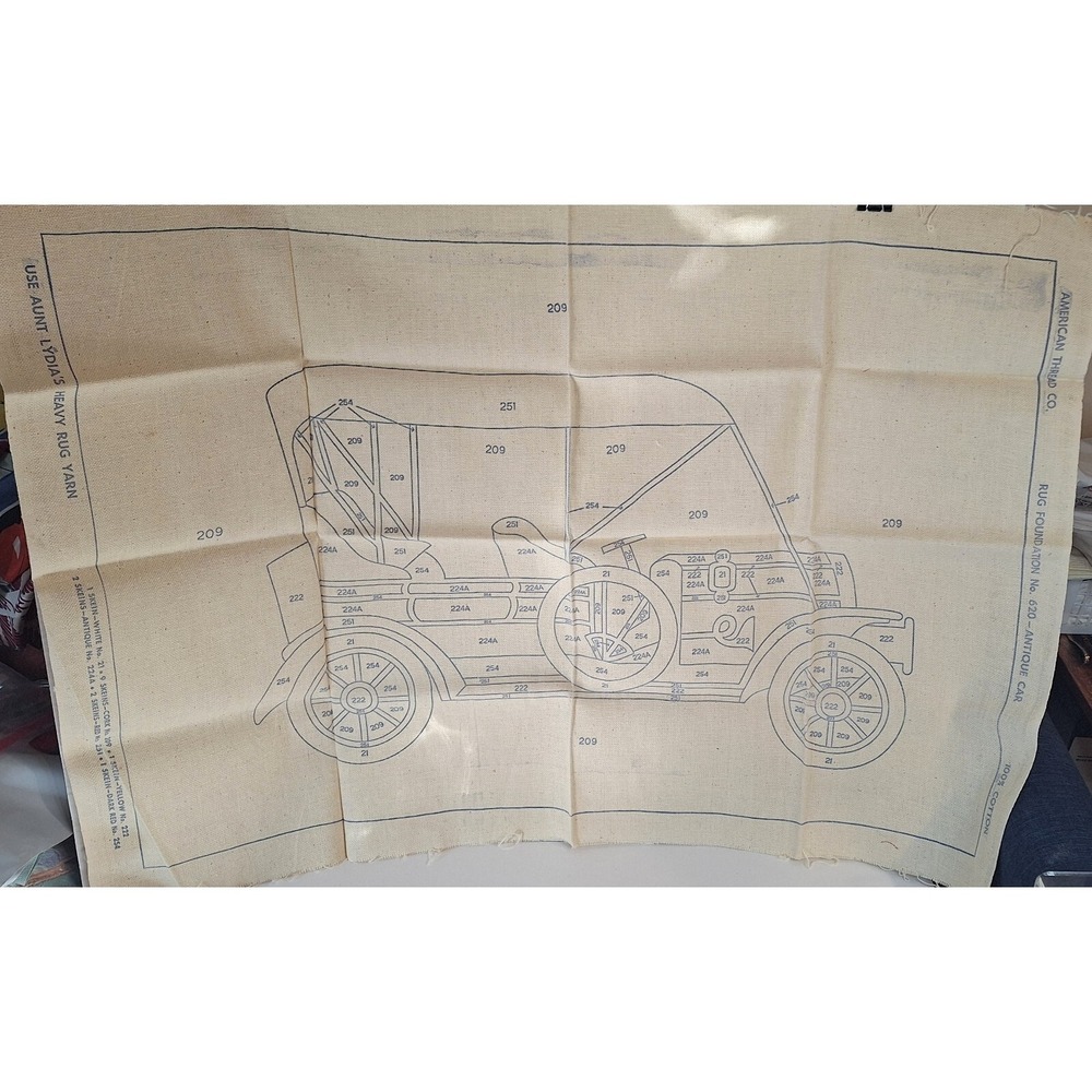 Aunt Lydia #620 Antique Car Rug Hooking Punch Pattern‎ Vtg